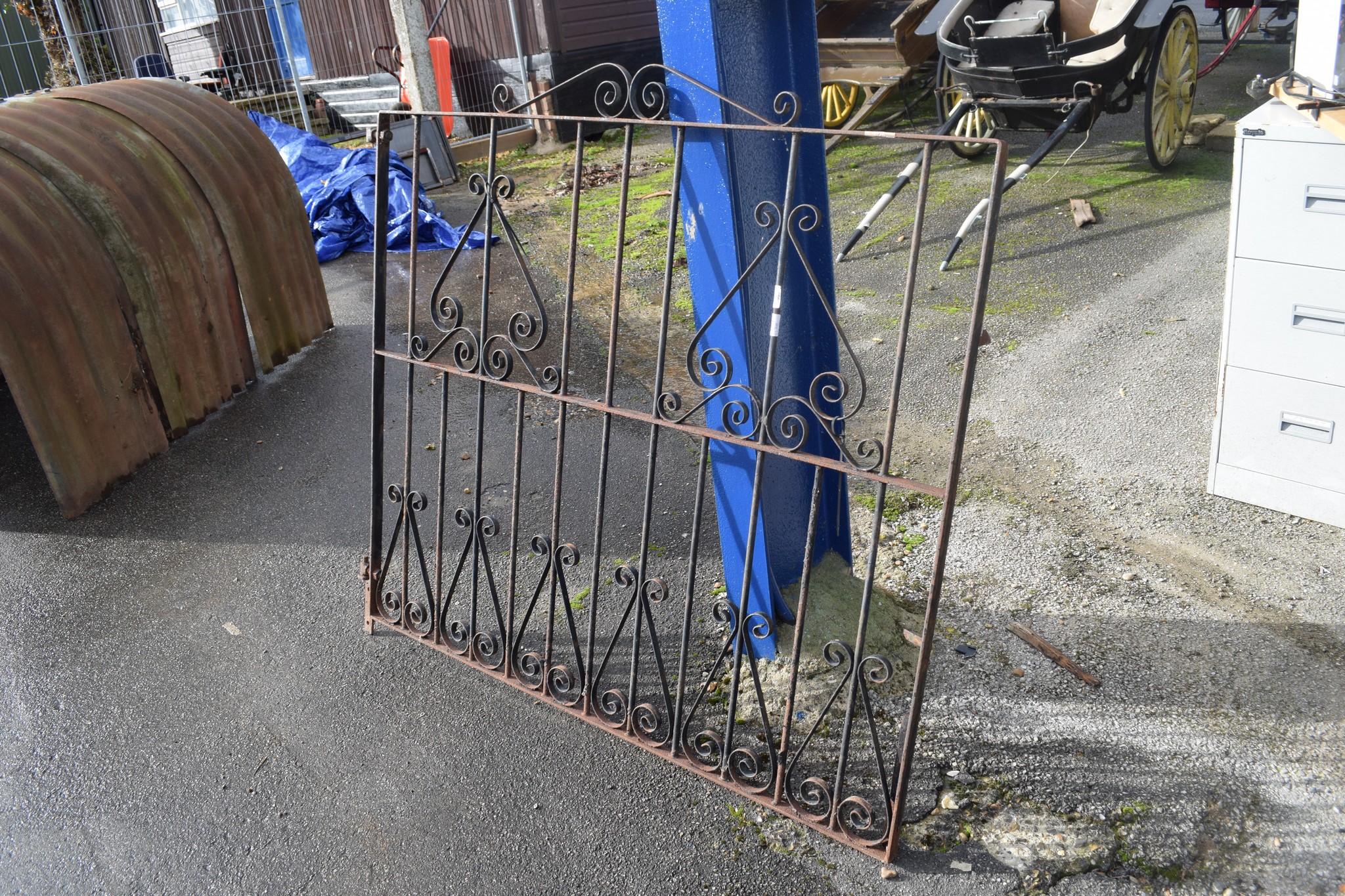 ORNATE WROUGHT IRON GATE, WIDTH APPROX 144CM