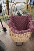 WICKER SHOPPING TROLLEY