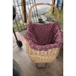 WICKER SHOPPING TROLLEY