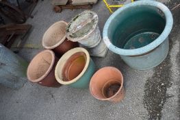 PAIR OF TERRACOTTA GARDEN PLANTERS EACH DIAM APPROX 38CM