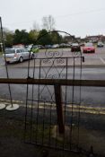 WROUGHT IRON ARCHED GATE, WIDTH APPROX 89CM