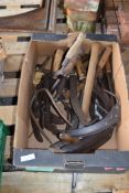 BOX CONTAINING VARIOUS VINTAGE HOOKS, CUTTERS ETC