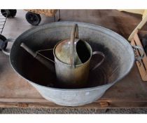 GALVANISED BATH TOGETHER WITH A GALVANISED WATERING CAN