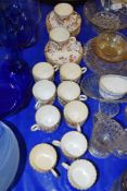 LATE 19TH CENTURY PART TEA SET WITH TEN CUPS AND VARIOUS SAUCERS