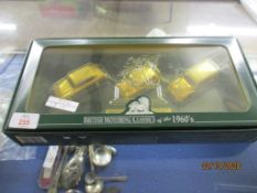BOX CONTAINING MINIATURE CARS FROM THE BRITISH MOTORING CLASSICS SERIES