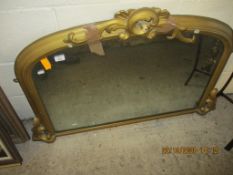 VICTORIAN GILT FRAMED OVERMANTEL MIRROR, 107CM WIDE