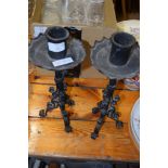 PAIR OF METAL CANDLESTICKS