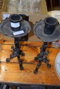 PAIR OF METAL CANDLESTICKS