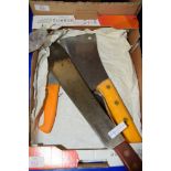 BOX CONTAINING VARIOUS BUTCHERS KNIVES