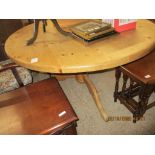 REPRODUCTION PINE CIRCULAR DINING TABLE ON TRIPOD BASE, 134CM DIAM