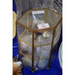 SMALL GLASS DISPLAY CABINET CONTAINING MINIATURE DISPLAYS OF FLOWERS