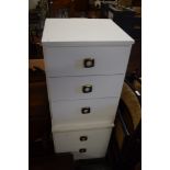 TWO MODERN WHITE THREE DRAWER CABINETS, 43CM WIDE