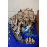 FOUR MODEL BOATS WITH RIGGING