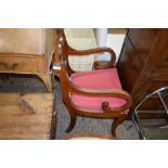 REGENCY STYLE MAHOGANY CARVER CHAIR