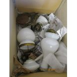 BOX OF VARIOUS VINTAGE LAMP PARTS/LIGHT FITTINGS