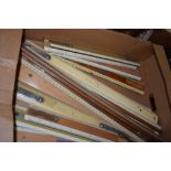 BOX OF VARIOUS DRAUGHTSMAN’S RULES ETC