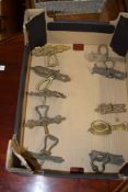 BOX OF VARIOUS ANTIQUE HANDLES ETC