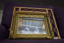 GILT PICTURE FRAME AND MODERN CANE FRAMED WALL MIRROR