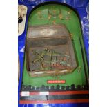 PIN FOOTBALL GAME AND OLD BISCUIT TIN CONTAINING METAL MODELS OF WWII AIRCRAFT