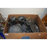 BOX CONTAINING PEWTER ITEMS