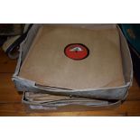 BOX CONTAINING OLD HMV RECORDS