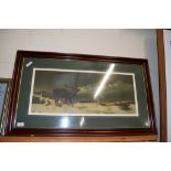 LARGE VICTORIAN LANDSEER CHROMOLITHOGRAPH OF A STAG IN A MOUNTAINOUS LANDSCAPE