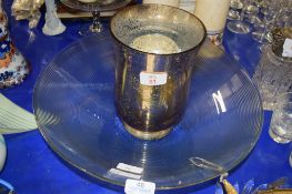 LARGE GLASS FRUIT BOWL AND GLASS VASE