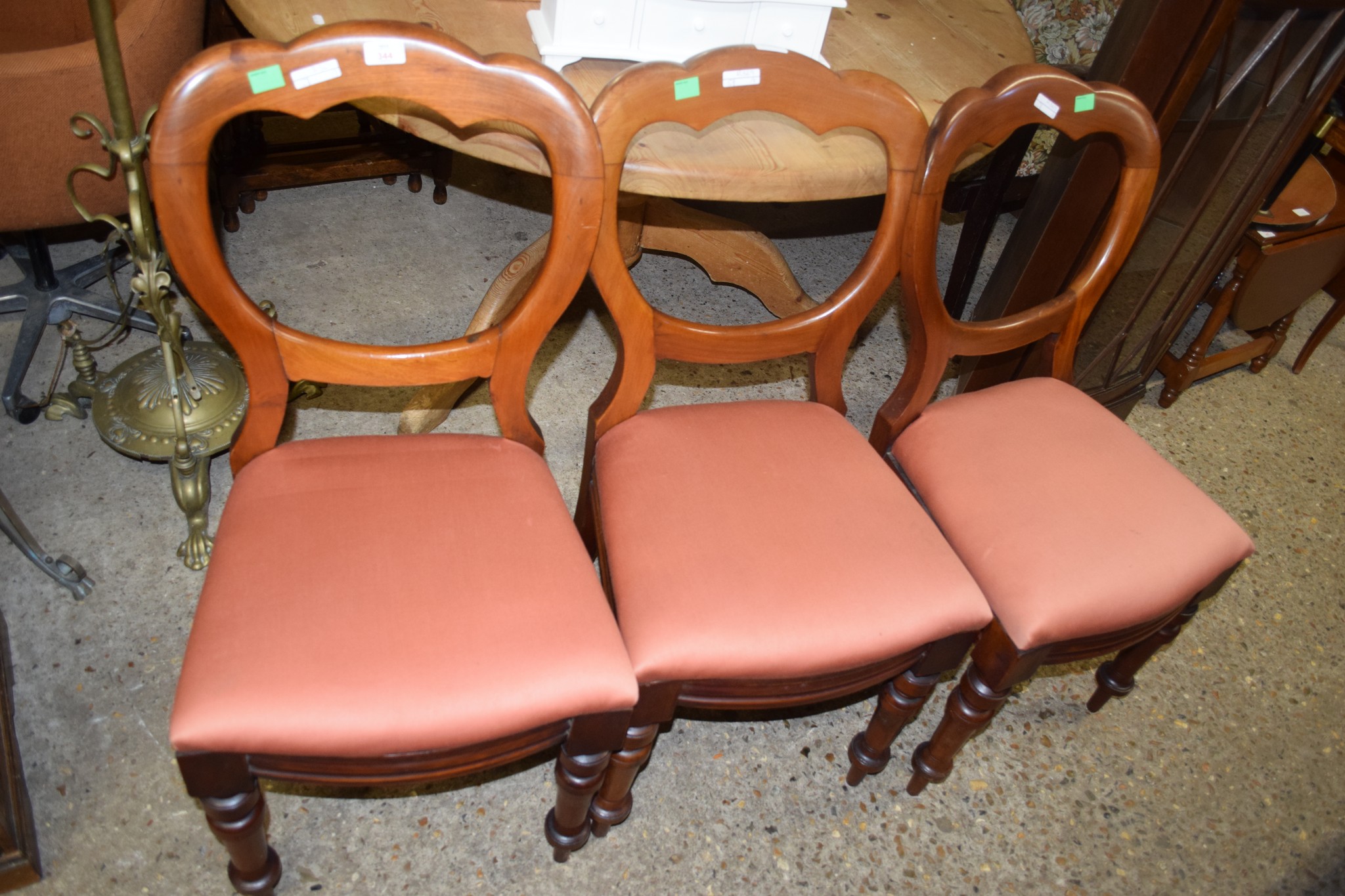 THREE VICTORIAN BALLOON BACK DINING CHAIRS