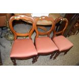 THREE VICTORIAN BALLOON BACK DINING CHAIRS
