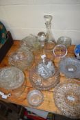 CUT GLASS WARES INCLUDING TWO SHIPS DECANTERS