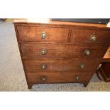 EARLY 19TH CENTURY OAK FIVE DRAWER CHEST, 1M WIDE