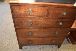 EARLY 19TH CENTURY OAK FIVE DRAWER CHEST, 1M WIDE