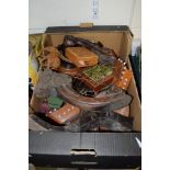 BOX CONTAINING WOODEN ITEMS