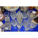 CUT GLASS WARES INCLUDING VASE AND SERVING DISHES