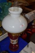 CERAMIC OIL LAMP WITH WHITE GLASS SHADE