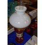 CERAMIC OIL LAMP WITH WHITE GLASS SHADE