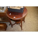 EDWARDIAN MAHOGANY INLAID CIRCULAR TWO-TIER OCCASIONAL TABLE, 57CM DIAM