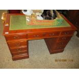 REPRODUCTION YEW EFFECT TWIN PEDESTAL DESK, 121CM WIDE