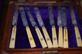 BOX OF VARIOUS BONE HANDLED KNIVES