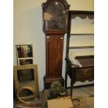 BRASS FACED LONGCASE CLOCK, MAHOGANY CASED AND 8-DAY MOVEMENT, 203CM HIGH
