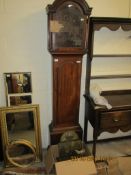 BRASS FACED LONGCASE CLOCK, MAHOGANY CASED AND 8-DAY MOVEMENT, 203CM HIGH