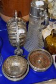 METAL WARES INCLUDING COASTERS AND CLARET JUG