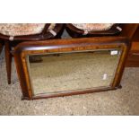 VICTORIAN PARQUETRY INLAID OVERMANTEL MIRROR, 69CM WIDE