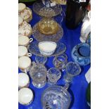 CUT GLASS JUG WITH VARIOUS OTHER GLASS WARES
