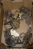 BOX OF VARIOUS VINTAGE HANDLES, OTHER FITTINGS ETC