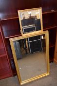 TWO MODERN GILT FRAMED MIRRORS