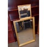 TWO MODERN GILT FRAMED MIRRORS