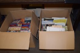 TWO BOXES OF BOOKS AND MAGAZINES, MAINLY PAPERBACKS
