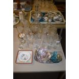 COLLECTION OF GLASS WARES INCLUDING DECANTERS AND DRINKING GLASSES