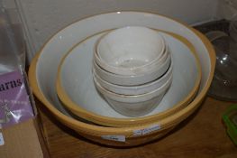 GROUP OF POTTERY MIXING BOWLS